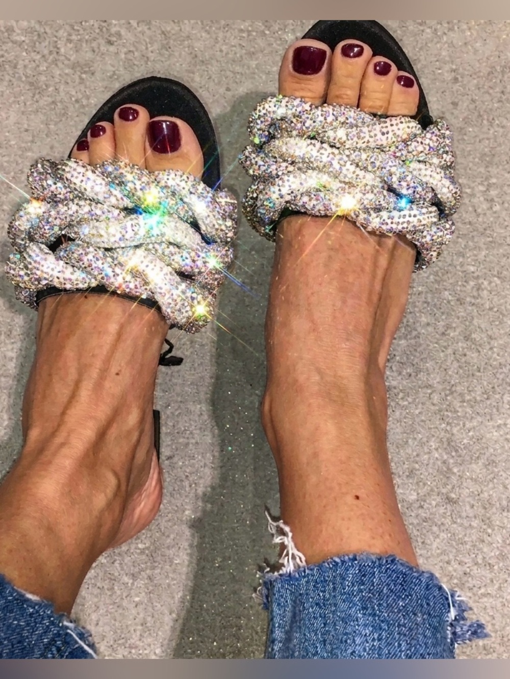 ZARA Gem Rhinestone Embellished Slides - Picture 1 of 9